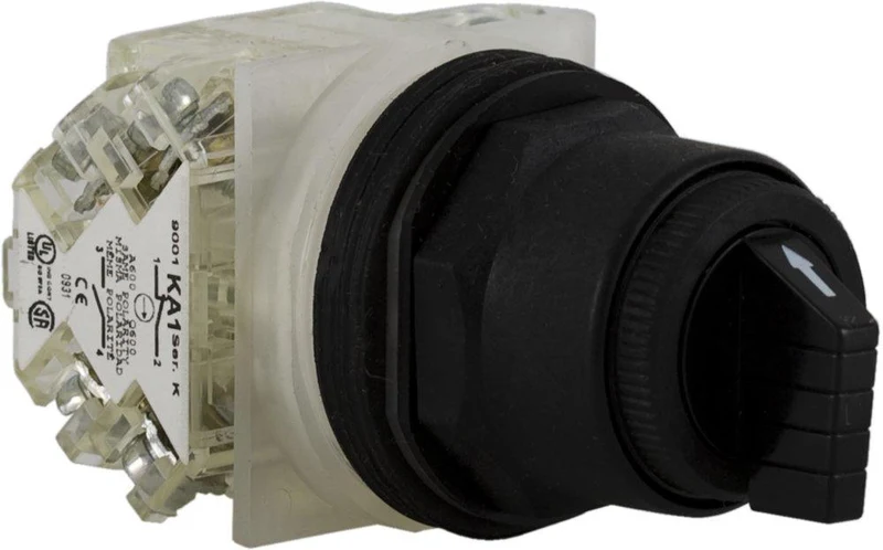 SWITCH SELECTOR 3-POS 30MM NON ILLUM. CONT BLOCK BLACK