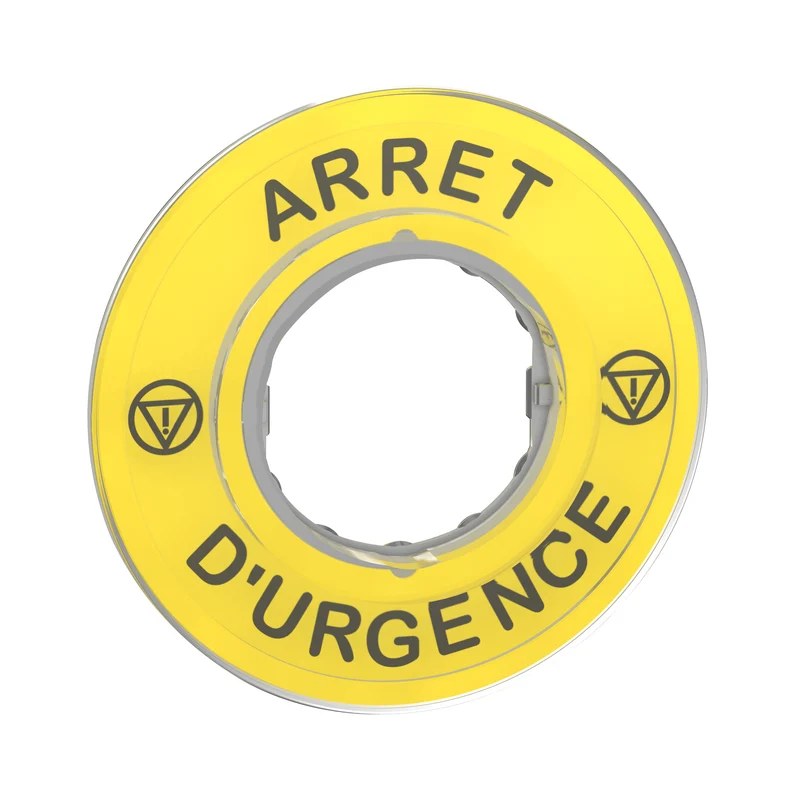NAMEPLATE ARRET D'URGENCE 60MM ROUND MUSHROOM YELLOW