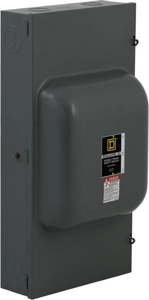 SAFETY SWITCH, DOUBLE THROW, NON FUSIBLE, 200A, 480 VAC/250 VDC, 3 POLES, 15 HP, NEMA 1