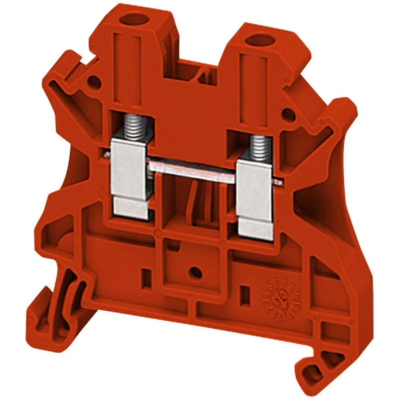 SCREW TERMINAL BLOCK PASSTHROUGH 4MM 32A RED