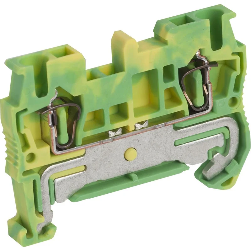 SPRING TERMINAL 2PTS 2 5MM GREEN/YELLOW