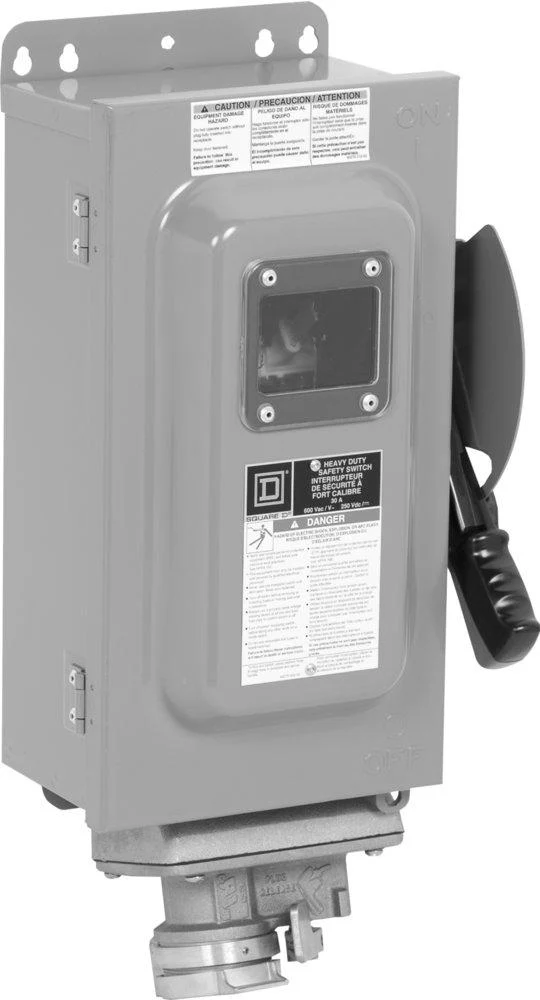 SWITCH FUSED 30A 3P 3W 600VAC/DC & RECEPTACLE NEMA 3R/12