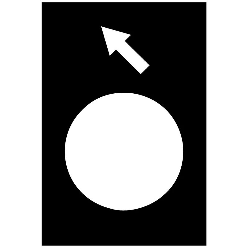NAMEPLATE ARROW TO LEFT REVERSE-SLOW 30X40MM WHT ON BLACK