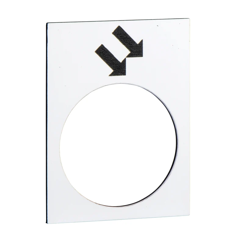 NAMEPLATE ARROW TO LEFT FORWARD-FAST 30X40MM WHT ON BLACK