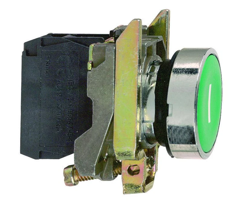 PUSHBUTTON MOMENTARY 1-NO CONT NON ILLUM. FLUSH "I" GREEN