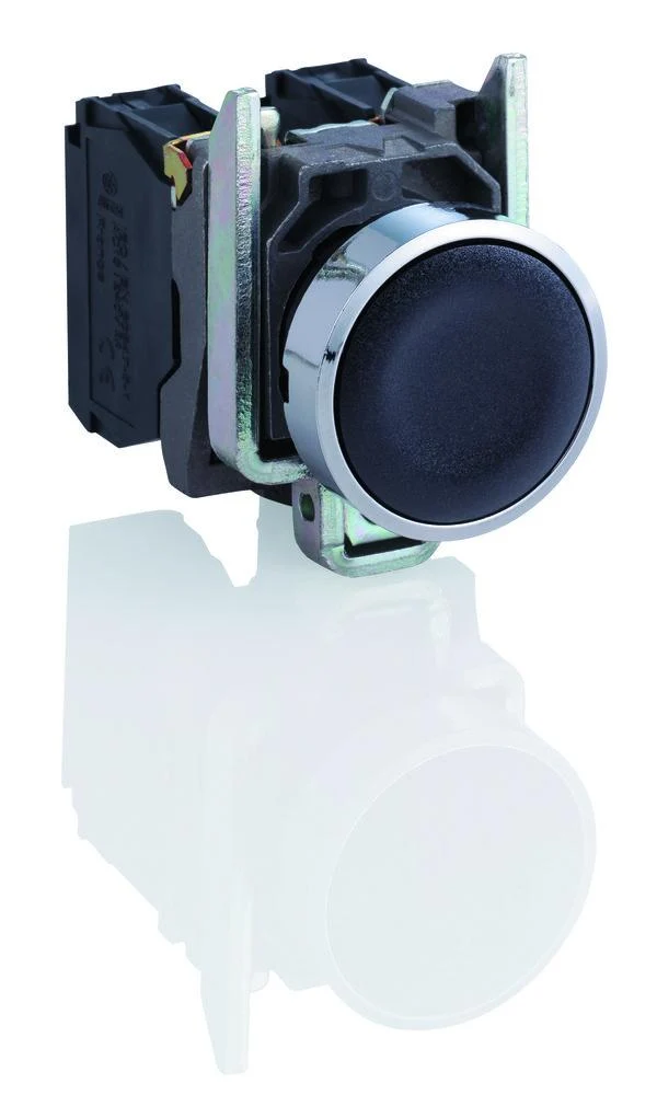 PUSHBUTTON MOMENTARY 1-NO CONT NON ILLUM. FLUSH BLACK