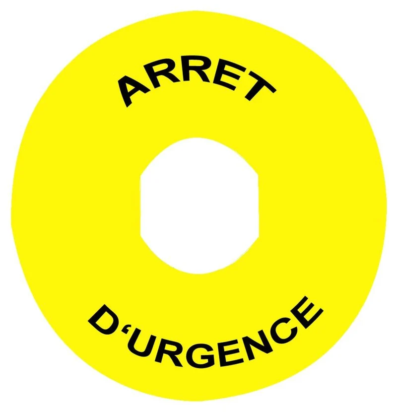 NAMEPLATE ARRET D URGENCE 60MM FOR ZBZ3605 YELLOW