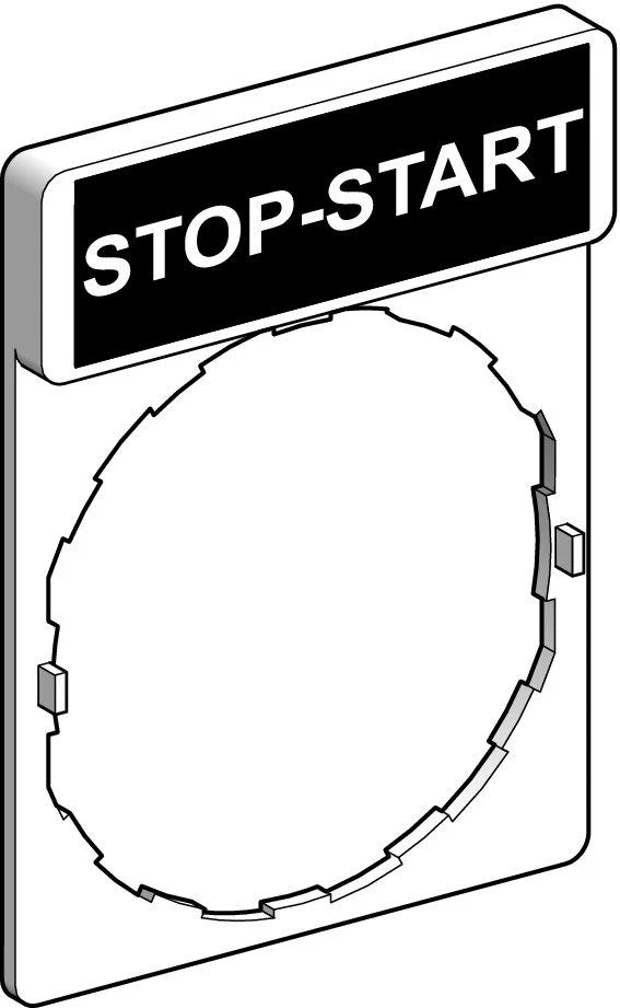 NAMEPLATE START-STOP 30X40MM FOR BUTTON/SEL RED/BLACK